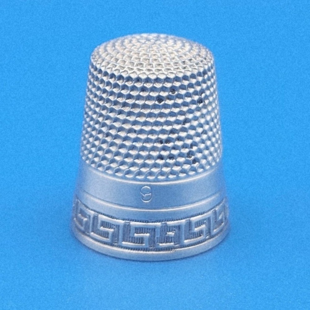Vintage Ketcham McDougall Size 9 Sterling Thimble Greek Key Pattern